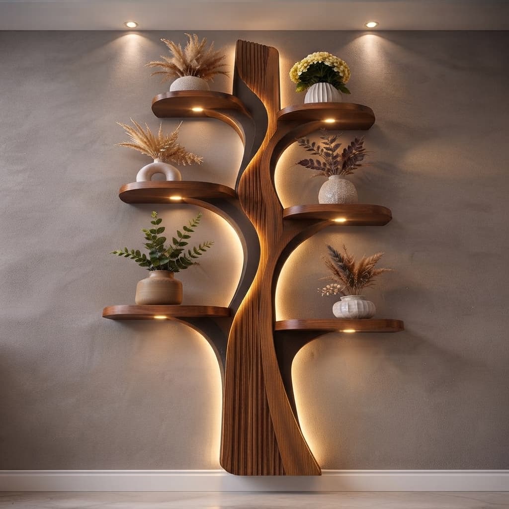 ArborLumina Wooden Wall Shelf